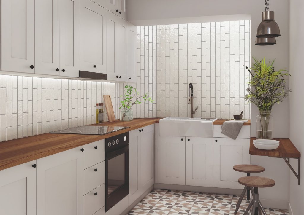 POSITANO BIANCO 6,5x20 (M-300) - VERSAILLES NATURAL 20x20 (M-280)